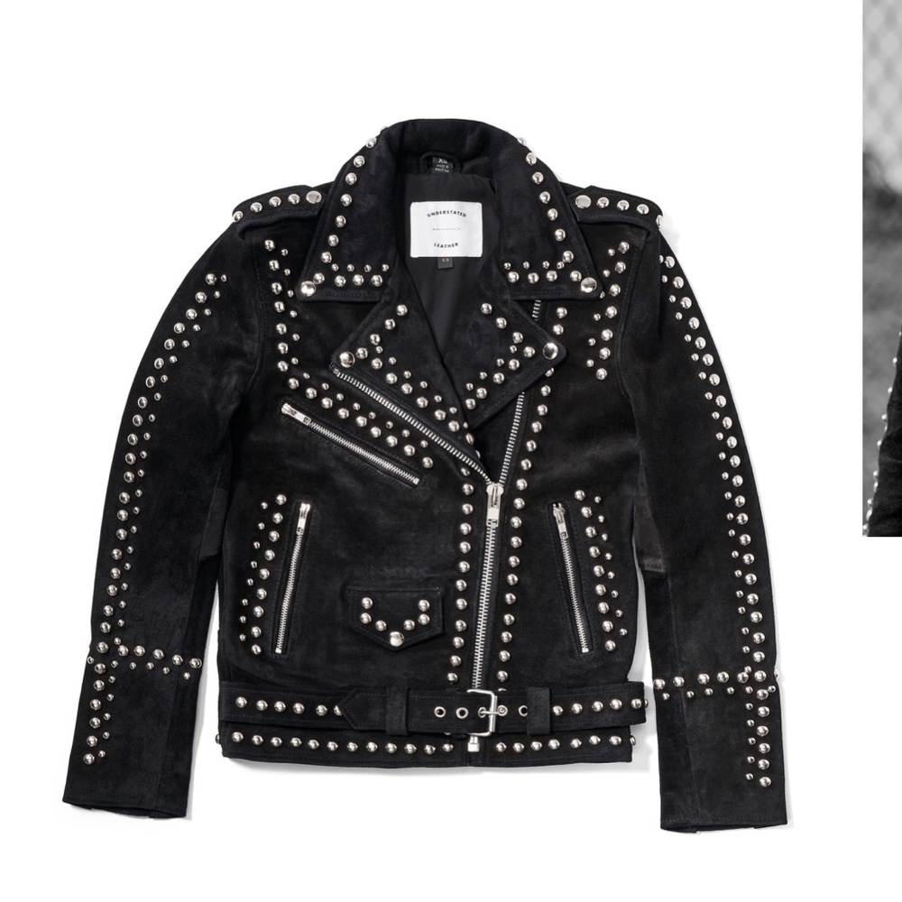 Suede Dome Studded Jacket understated leather size small black suede